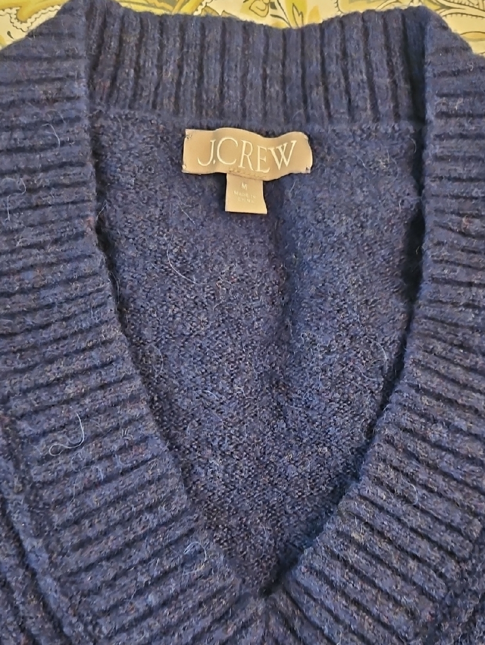 J. Crew Deep Navy Ribbed V-Neck Sweater